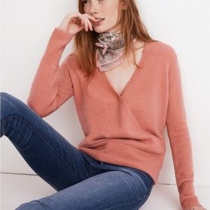 NWT Madewell Pink Wrap-Front Sweater